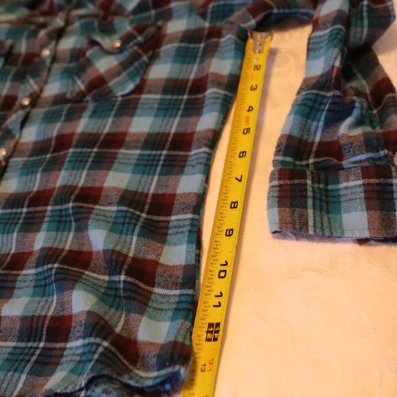 Bit & Bridle Large Flannel Western Style Pearl Snap 100% Cotton Flannel Shirt - Picture 10 of 13